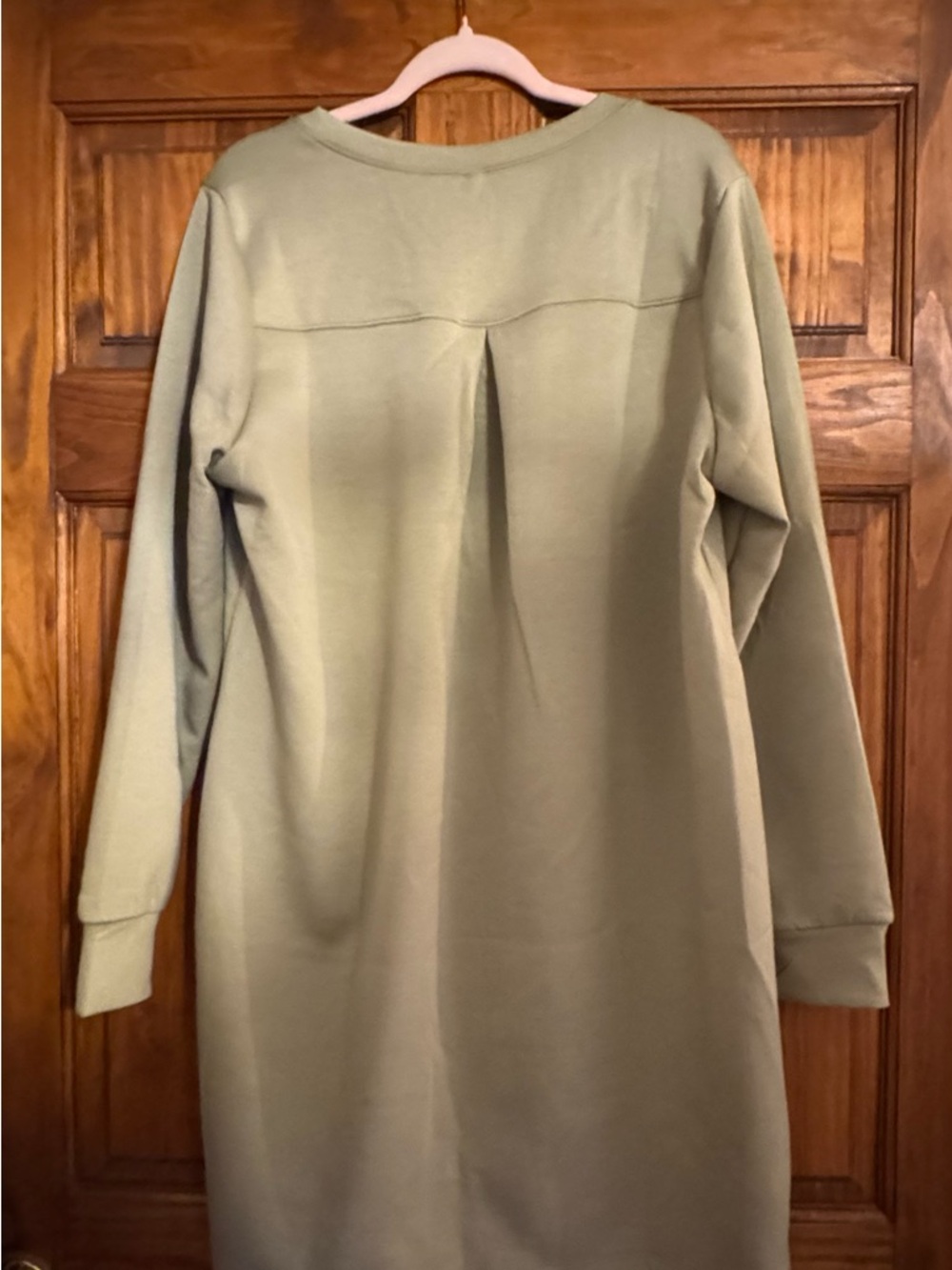 Dear Scarlett 2X scuba Type olive/moss travel dress Long sleeve relaxed fit. NWT - Picture 5 of 6